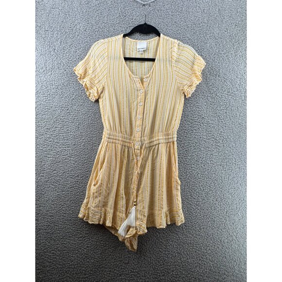 Skylar + Madison Yellow & White Striped Romper Size M - Picture 1 of 8